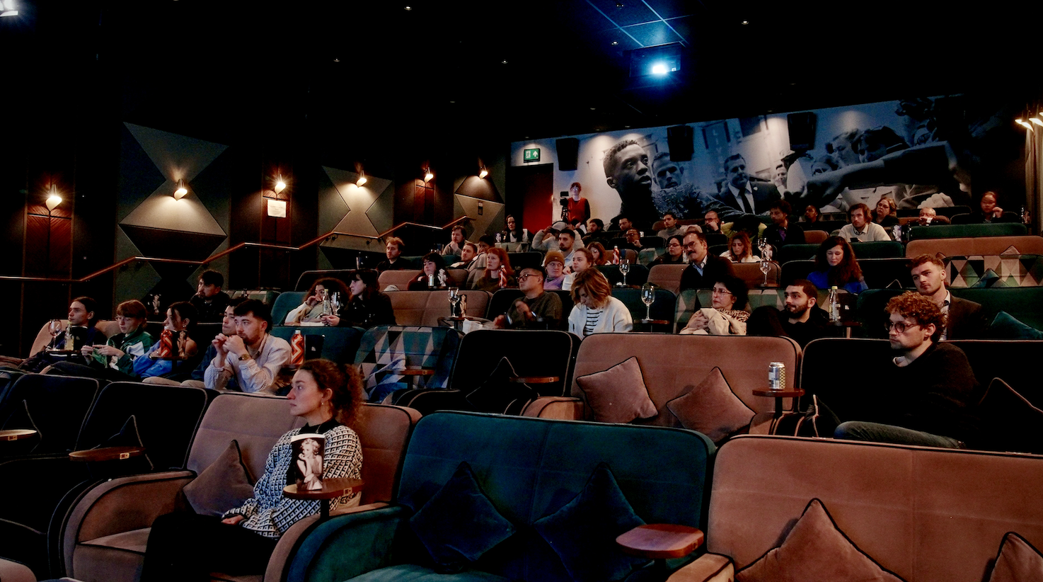 people watching film